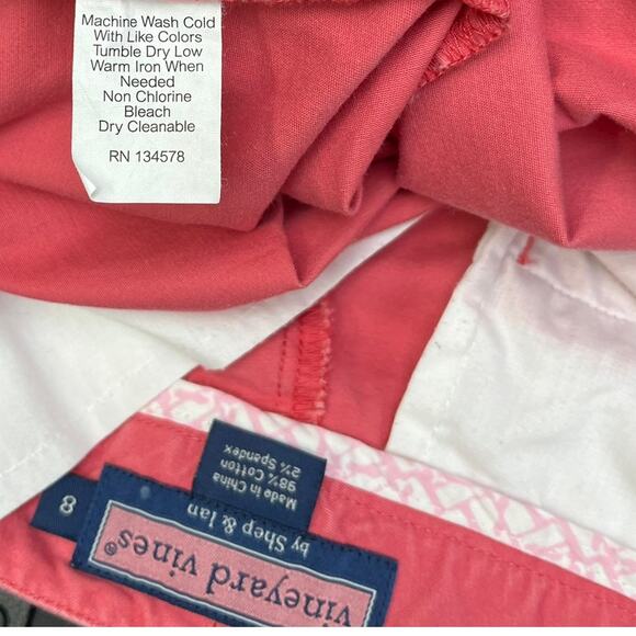 Vineyard Vines Coral Stretch Cropped Chino Dress Pants with Pockets, Size 8 - Picture 10 of 10